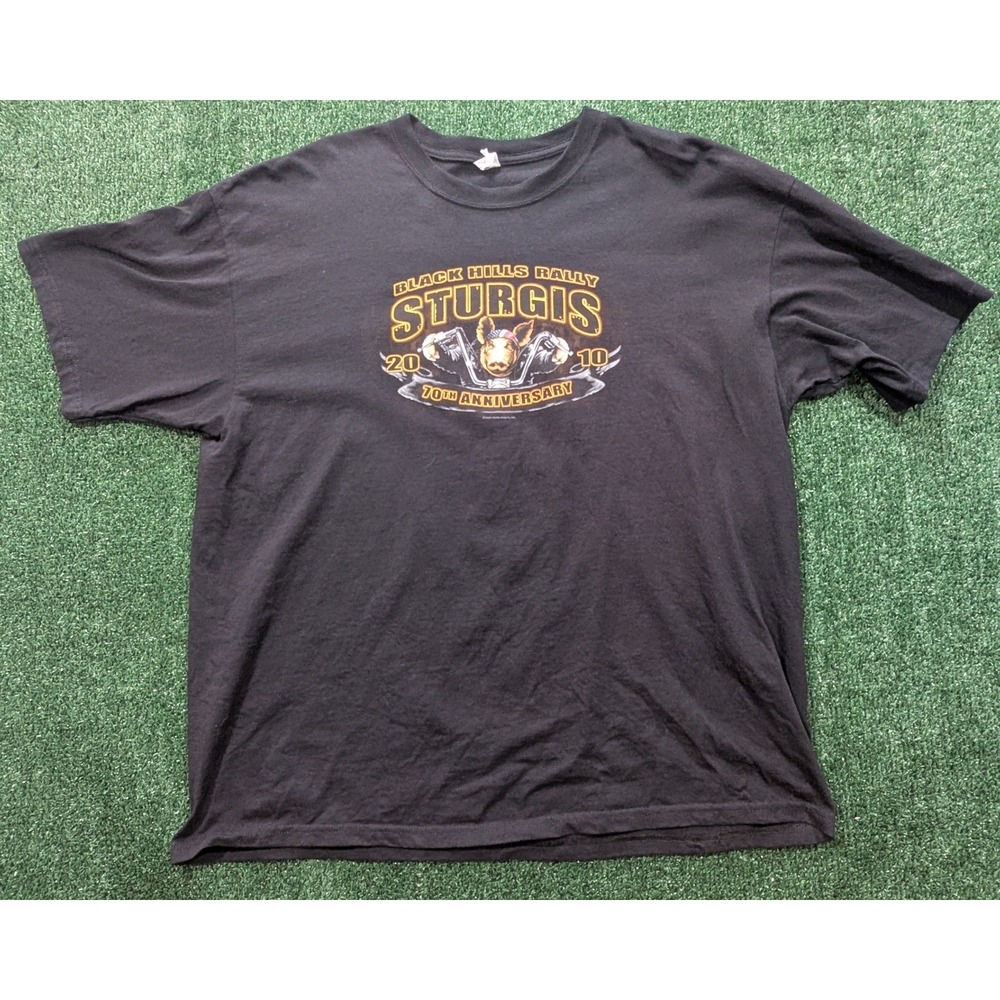 Anvil Sturgis 2010 Black Hills Rally 70th Anniversary Biker Hog T-Shirt Mens 2X